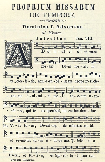 Fig. 1. Introito Ad te levavi. Editio Pustet (1868)